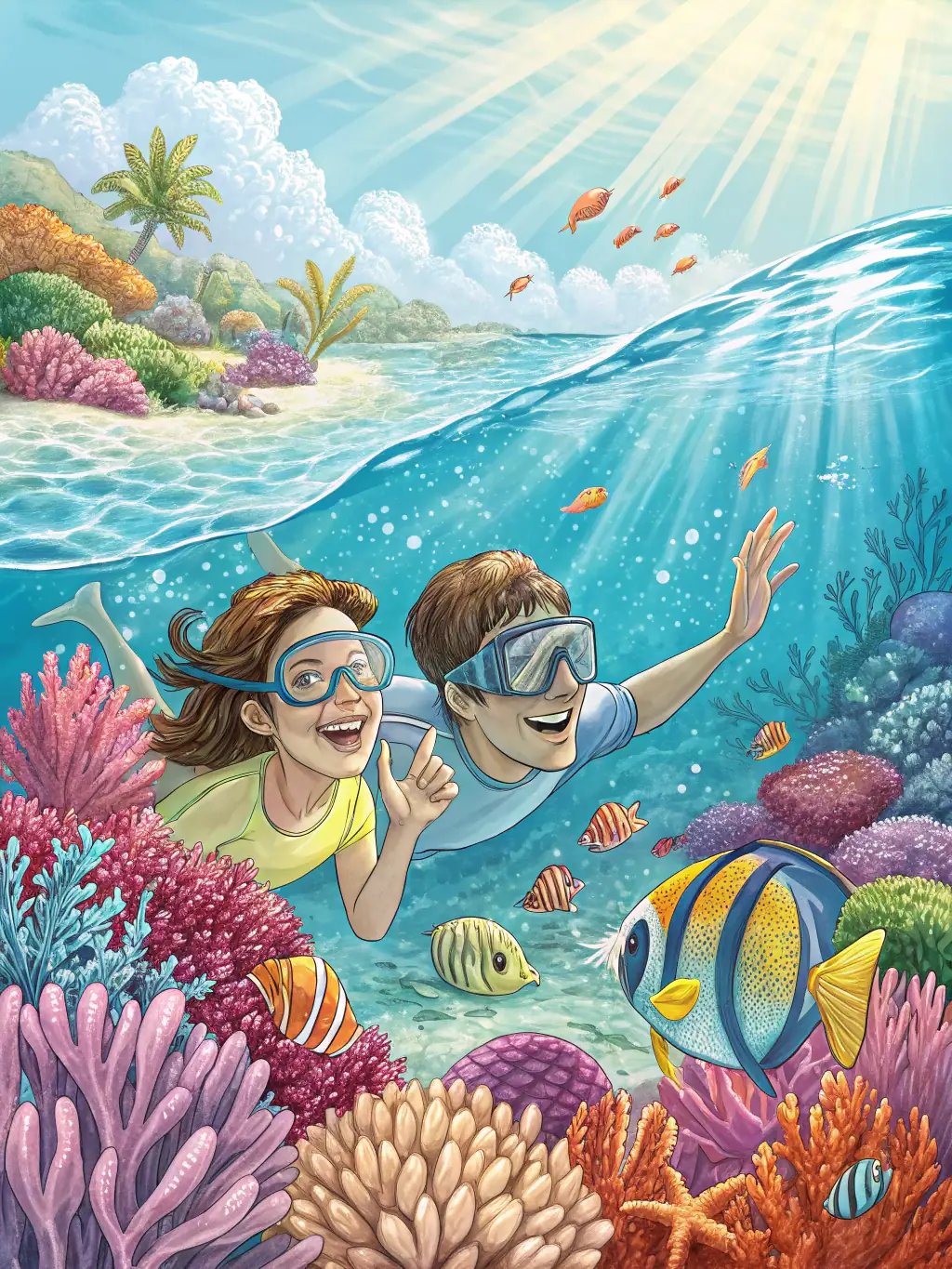 A captivating image of snorkeling in crystal-clear Jamaican waters, showcasing the colorful marine life and underwater beauty.